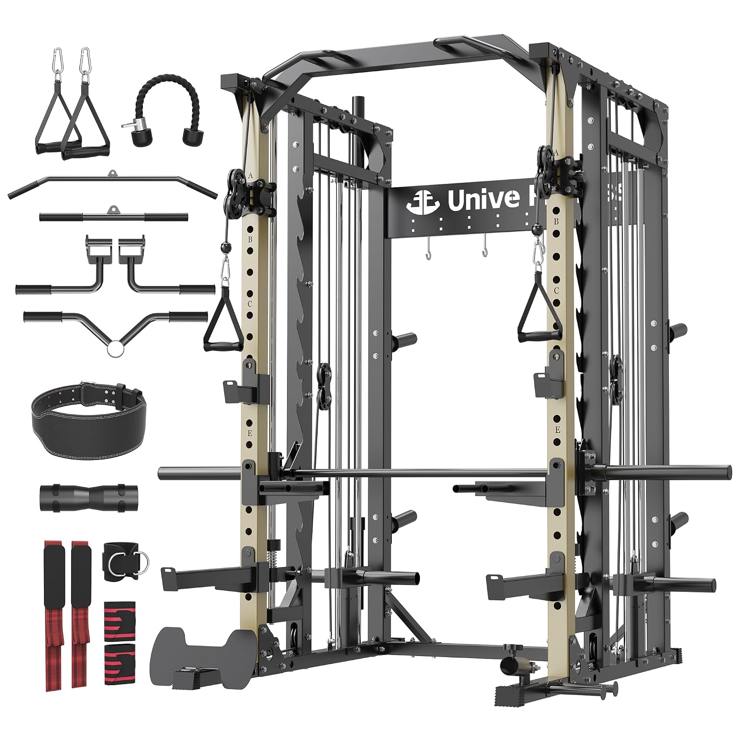 Lat Pulldown Bar - Smith Machine with Pulley System, 2000LBS