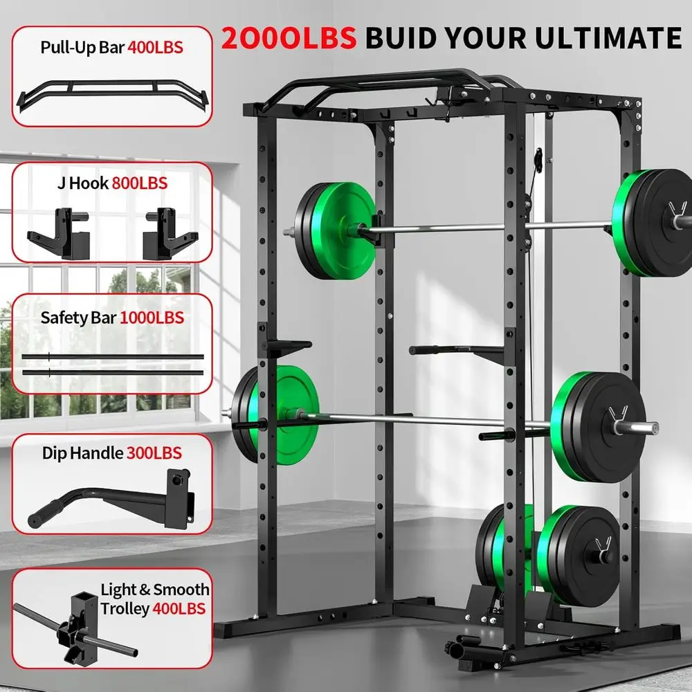 2000LBS Capacity Power Rack wi - đánh giá và giá Lat Pulldown Bar