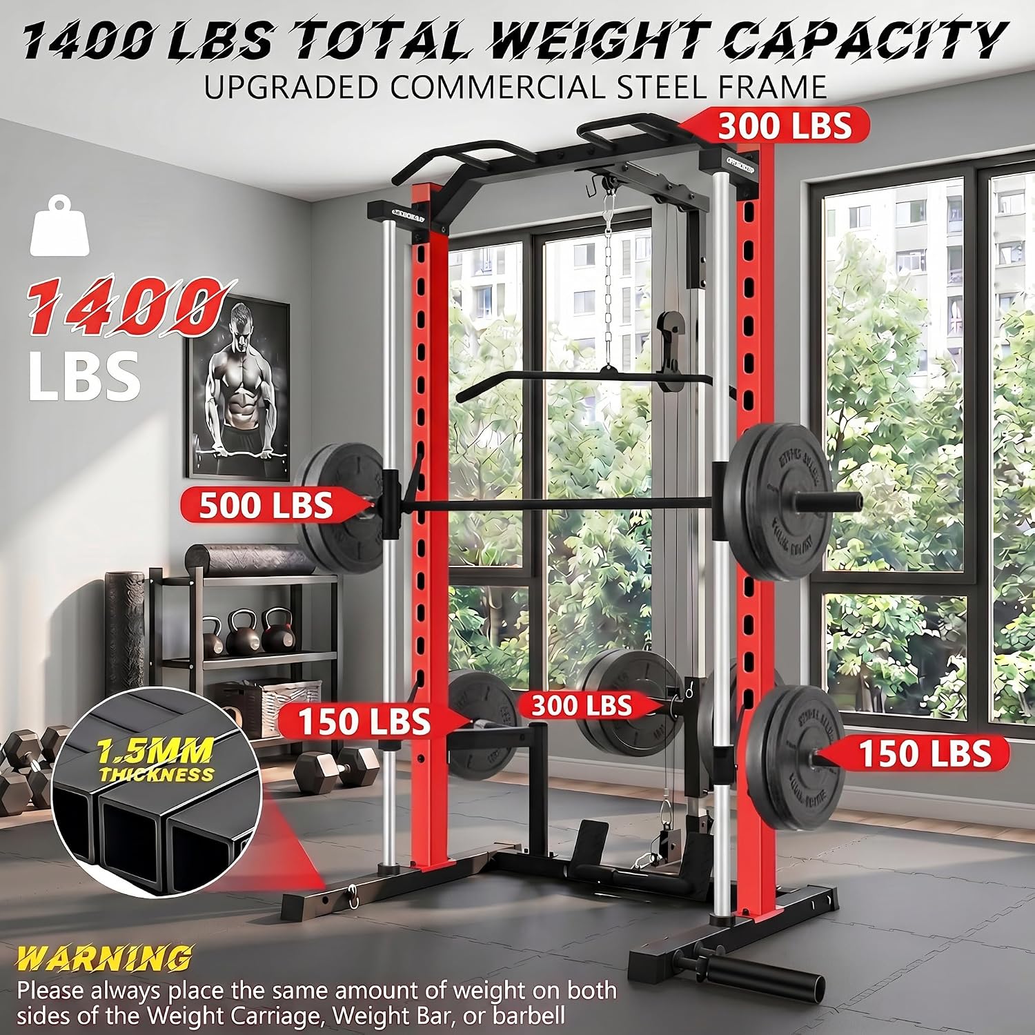 All-in-One Smith Machine Power - đánh giá và giá Lat Pulldown Bar